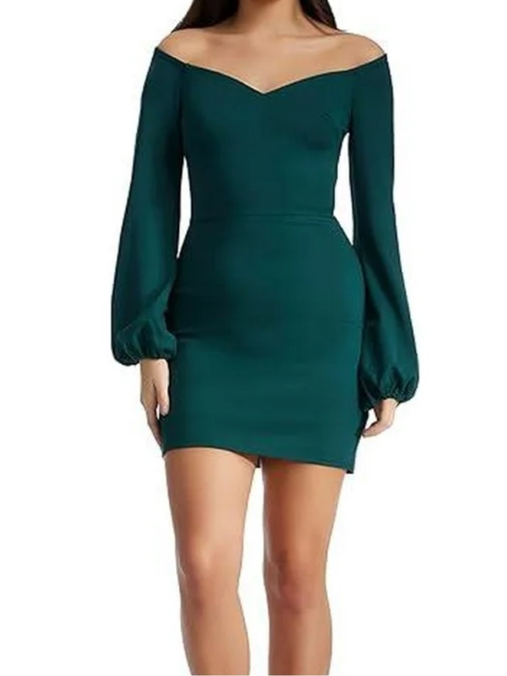 Dress the Population Off-Shoulder Mini Dress in Teal Green